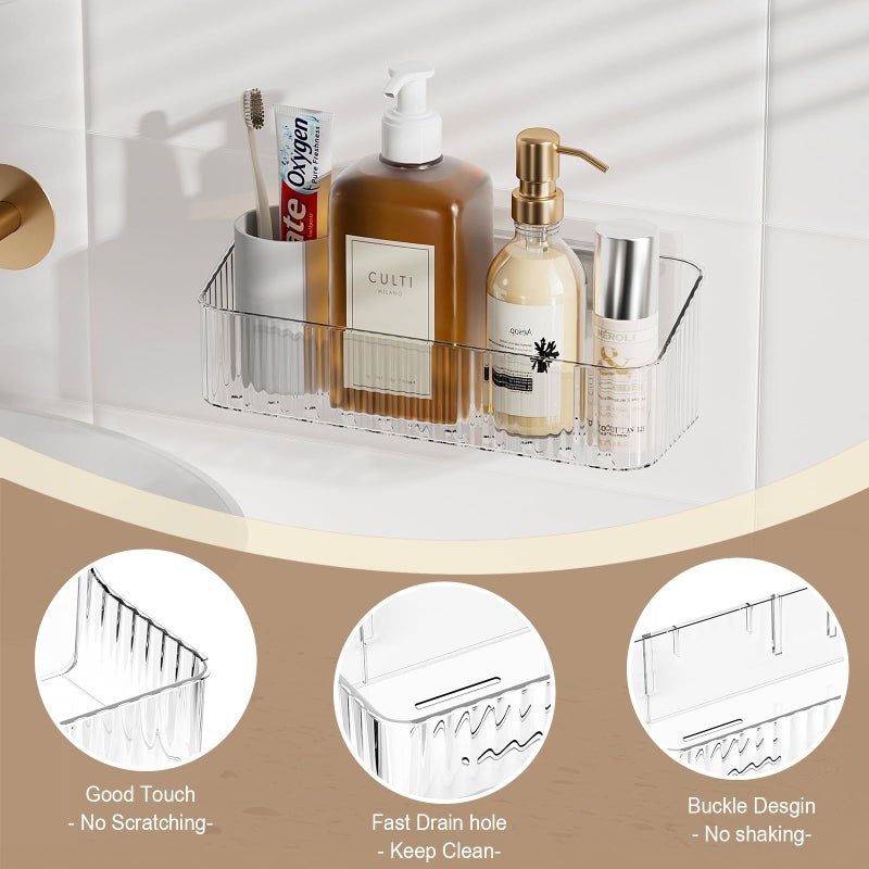 ZEXALOR Wall Mount Organizer for Kicthen, Bathroom, Dresser, Office, Pantry Storage and Organization - Clear Long Wall Basket Storage, Cabinet Door Organizer (9.4Ã—3.9Ã—2.7") - Image 3