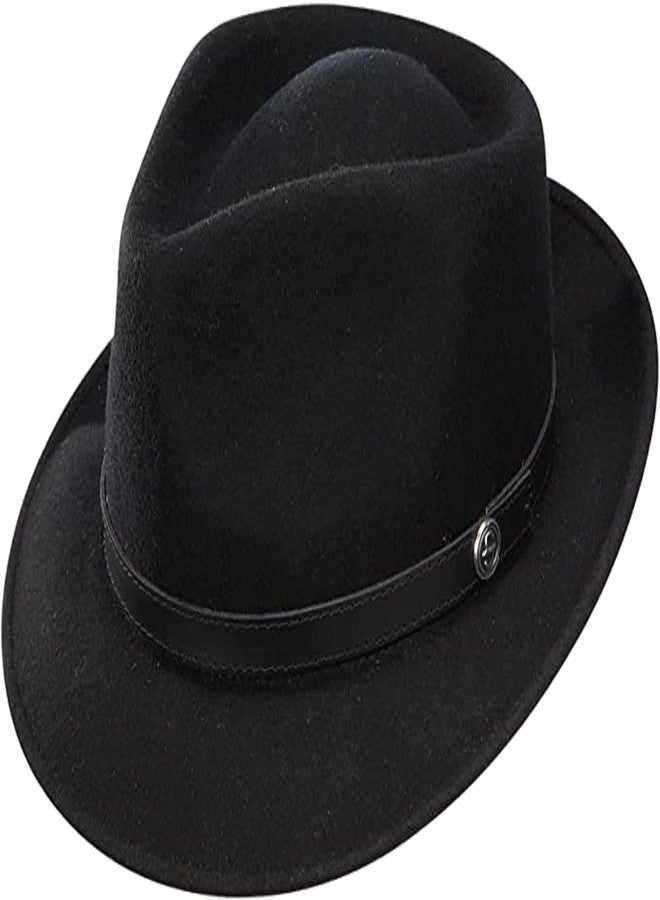 Stetson & Dobbs TWPROF-1020 Men's Prof Wool Felt Fedora Hat, Black - S
