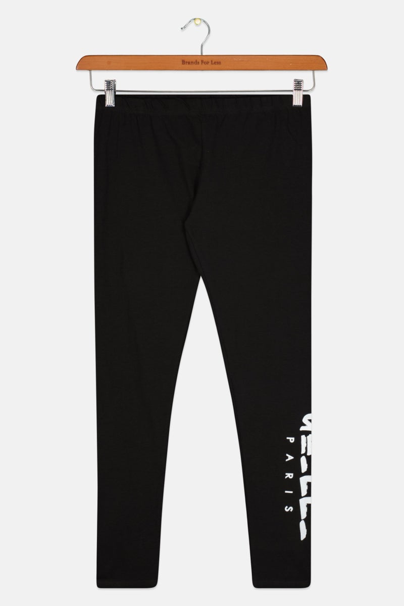 Gaelle Paris Toddlers Girl Brand Logo Pull-On Pant, Black - Image 1