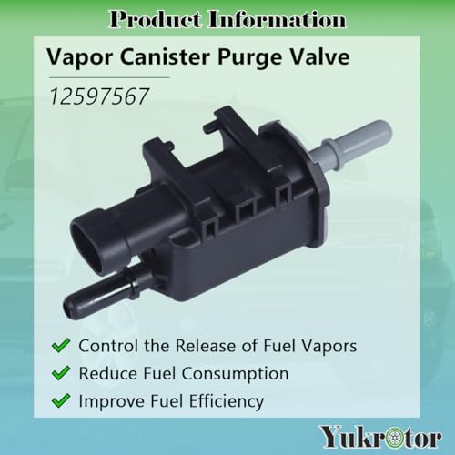 Yukrotor Vapor Canister Purge Valve 12597567 Compatible with Chevy Avalanche Express Silverado Suburban Tahoe GMC Buick Cadillac Isuzu Pontiac Saab Saturn Replaces OE# 214-1680 911-032 - Image 2