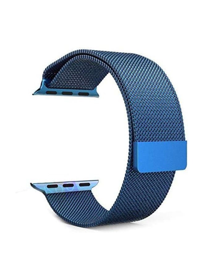 YOMNA - YOMNA Magnetic Metal Milanese Loop Band Compatible with Apple Watch Band 42mm 44mm 45mm 49mm, Adjustable Stainless Steel Mesh Strap Replacement for iWatch Series Ultra SE 8 7 6 5 4 3 2 1-  Navy Blue - Image 1