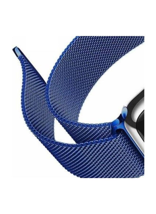 YOMNA - YOMNA Magnetic Metal Milanese Loop Band Compatible with Apple Watch Band 42mm 44mm 45mm 49mm, Adjustable Stainless Steel Mesh Strap Replacement for iWatch Series Ultra SE 8 7 6 5 4 3 2 1-  Navy Blue - Image 1