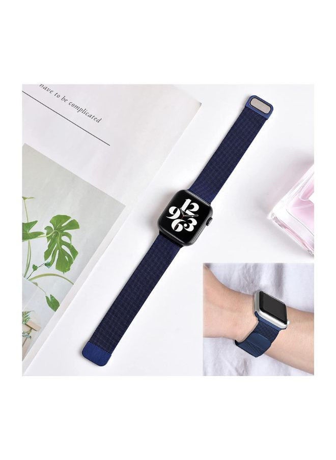 YOMNA - YOMNA Magnetic Metal Milanese Loop Band Compatible with Apple Watch Band 42mm 44mm 45mm 49mm, Adjustable Stainless Steel Mesh Strap Replacement for iWatch Series Ultra SE 8 7 6 5 4 3 2 1-  Navy Blue - Image 1