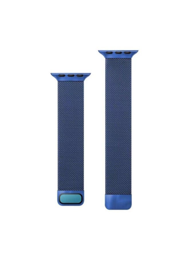 YOMNA - YOMNA Magnetic Metal Milanese Loop Band Compatible with Apple Watch Band 42mm 44mm 45mm 49mm, Adjustable Stainless Steel Mesh Strap Replacement for iWatch Series Ultra SE 8 7 6 5 4 3 2 1-  Navy Blue - Image 1