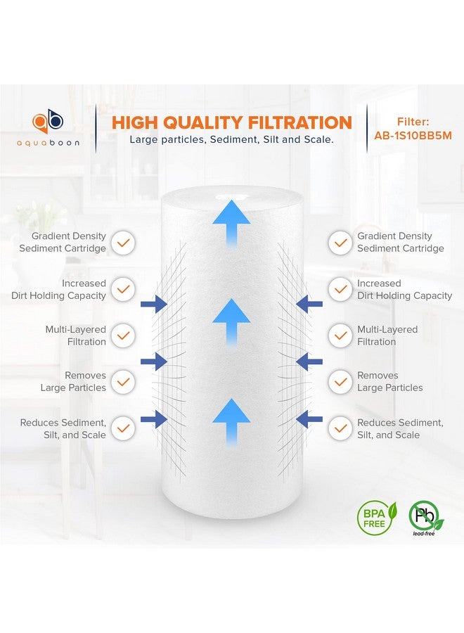 أكوابون فلتر مياه بديل لمرشح الرواسب المائية Aquaboon 5 ميكرون 10 × 4.5 لكامل المنزل، متوافق مع DGD-5005، WFHD13001B، عبوة من 4 قطع - Image 2