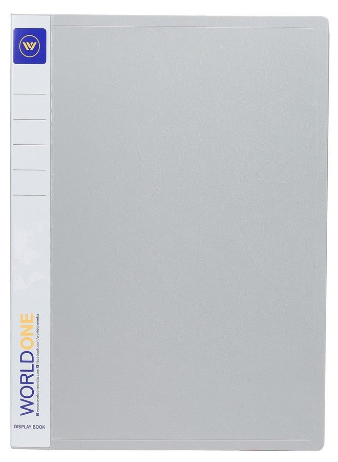 Worldone A4 Size Display Book File | Made of 0.8 mm Virgin PP Sheet | 30 Bound Top Loading Plastic Binder Sleeves | Folder for Individuals, School & Offices | Grey, Set of 2 - Image 2