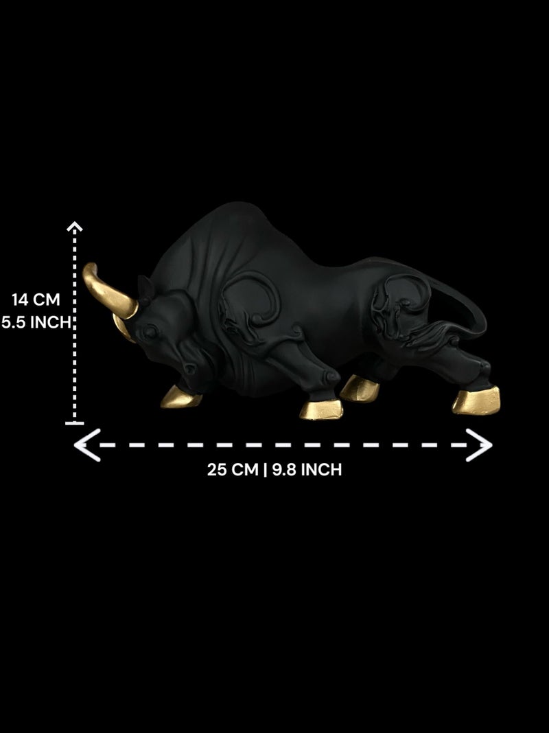 SkyKey Stock Market Bull 5.5" Home Décor Geometric Handicrafts Statue Resin Showpiece for Living Room Symbol of Wealth & Success Figurine for Gift, Home, Bedroom, Office Desk, Matte Finish Black-Gold - Image 3