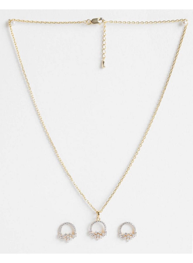 CLARA 925 Sterling Silver Tica Pendant Earring Chain Jewellery Set | Gold Rhodium Plated, Swiss Zirconia | Gift for Women & Girls - Image 3