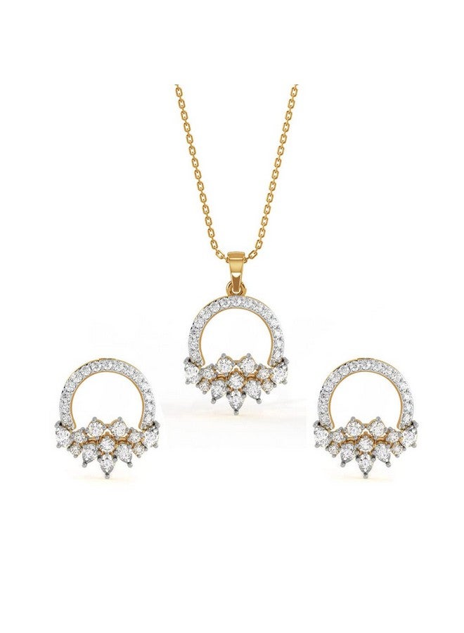 CLARA 925 Sterling Silver Tica Pendant Earring Chain Jewellery Set | Gold Rhodium Plated, Swiss Zirconia | Gift for Women & Girls - Image 1