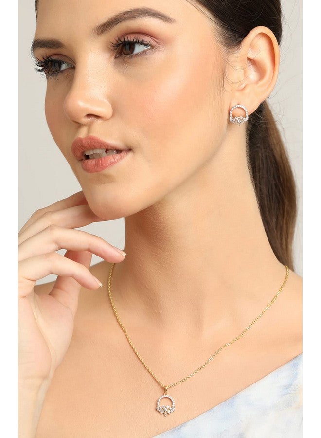 CLARA 925 Sterling Silver Tica Pendant Earring Chain Jewellery Set | Gold Rhodium Plated, Swiss Zirconia | Gift for Women & Girls - Image 5