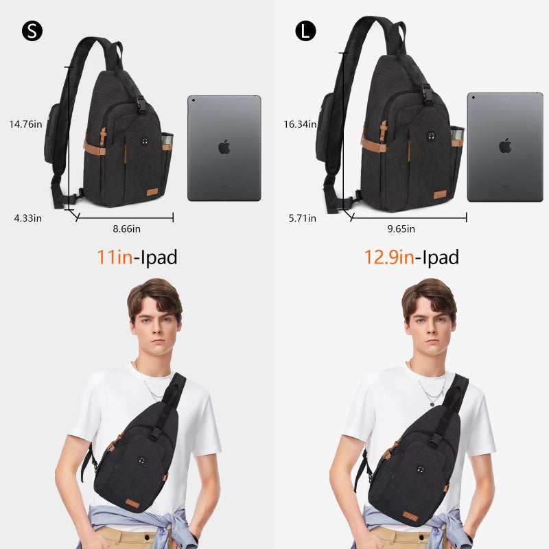 OSOCE Sling Bag for Men, Anti Theft Crossbody with Tunnel Lock, Waterproof Canvas Shoulder Backpack for Travel Hiking Daily - Image 2