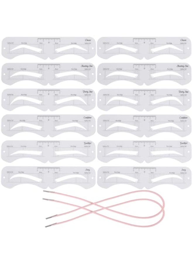 Ohlove 12 Pcs Reusable Eyebrow Stencil Eyebrow Template with Elastic Band for Beginners eyebrow distance 2035cm - Image 1