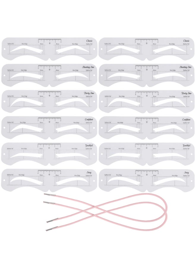 Ohlove 12 Pcs Reusable Eyebrow Stencil Eyebrow Template with Elastic Band for Beginners eyebrow distance 2035cm - Image 2