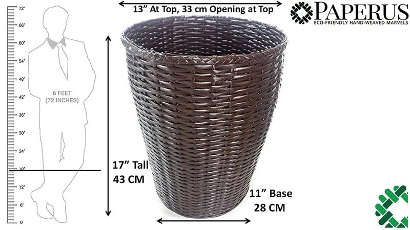 Sonas Creation Paperus Dark Brown Large Laundry Basket Hamper Toys Storage Basket with Lid 35 Liters 17 Inches Tall Eco Friendly Handmade of Paper Ropes - Image 2