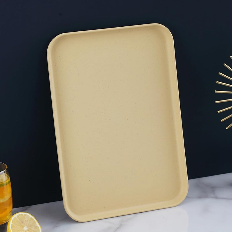 Vortipu 31CM Rectangular Serving Tray - BPA-Free, Reusable Wheat Straw Platter for Snacks, Food, Cookies & Party Serving (Gold, Pack of 2) - Image 4