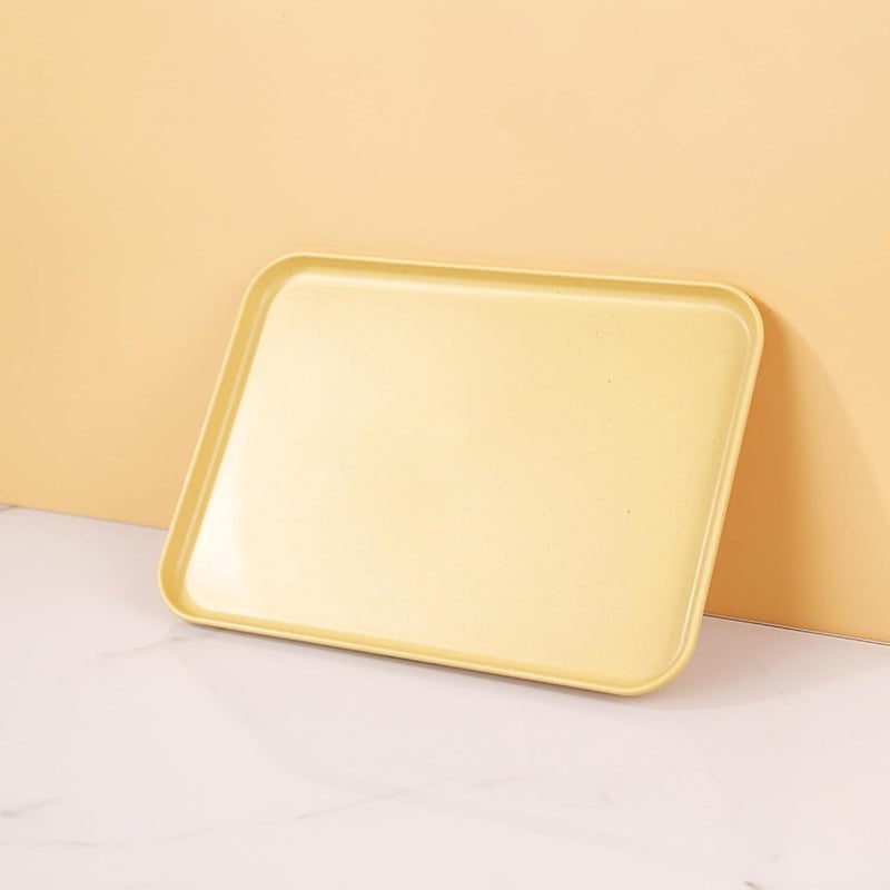 Vortipu 31CM Rectangular Serving Tray - BPA-Free, Reusable Wheat Straw Platter for Snacks, Food, Cookies & Party Serving (Gold, Pack of 2) - Image 3