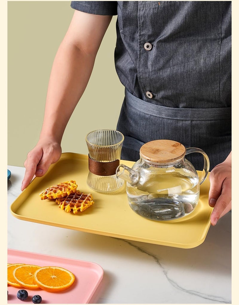 Vortipu 31CM Rectangular Serving Tray - BPA-Free, Reusable Wheat Straw Platter for Snacks, Food, Cookies & Party Serving (Gold, Pack of 2) - Image 5