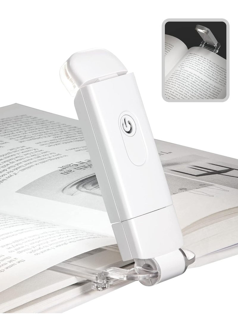 spa luxetique USB Rechargeable Book Light Warm White LED Adjustable Brightness for Eye Protection Clip On Portable Bookmark Light for Reading in Bed or Car White Color  - Image 1