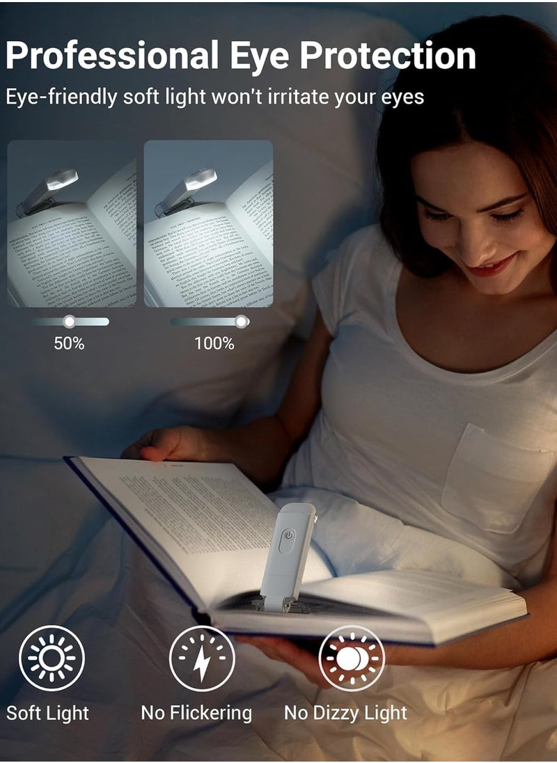 spa luxetique USB Rechargeable Book Light Warm White LED Adjustable Brightness for Eye Protection Clip On Portable Bookmark Light for Reading in Bed or Car White Color  - Image 2