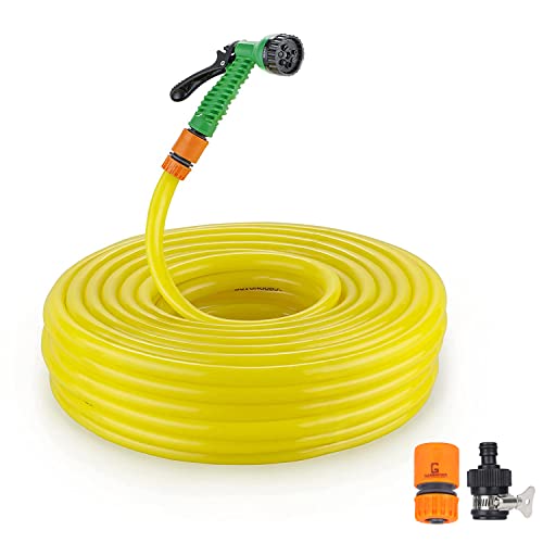 Garbnoire 20M 0.5" Pvc Heavy Duty Yellow Garden Pipe|Lightweight,Durable & Flexible Garden Hose With Garden Accessories Like Hose Quick Connector,Tap Adapter & Water Spray Gun (Nozzle) - Image 1