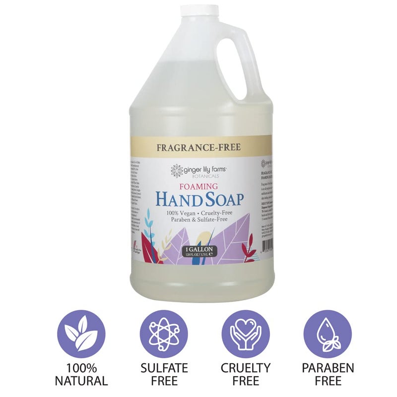 Ginger Lily Farms Botanicals All-Purpose Foaming Hand Soap Refill, Fragrance Free, 100% Vegan & Cruelty-Free, Unscented, 1 Gallon (128 Fl.Oz) - Image 4
