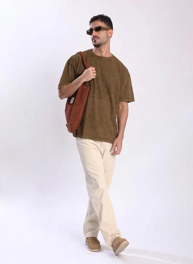 Styli Men Brown Oversized Acid Wash T-Shirt By Bene Kleed