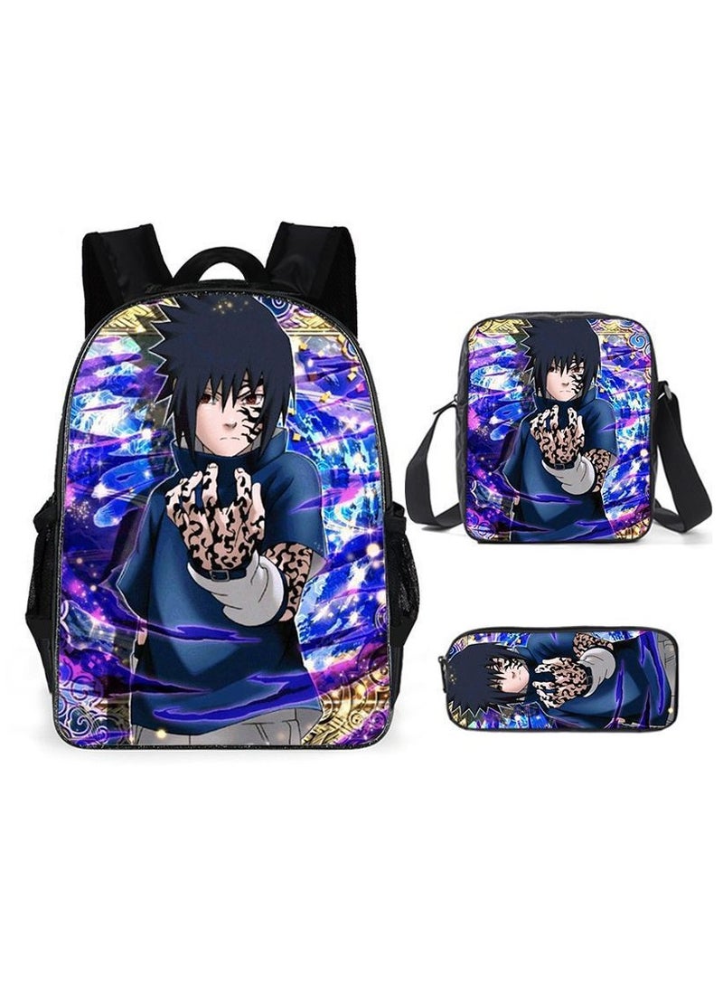 Naruto Cartoon Anime Student Backpack Three-Piece Set 29*42*16cm