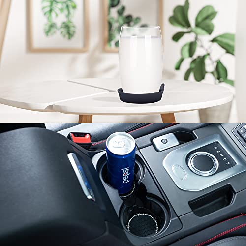 Amooca Car Cup Coaster Universal Non-Slip Cup Holders Bling Crystal Rhinestone Car Interior Accessories 2 Pack Black - Image 2