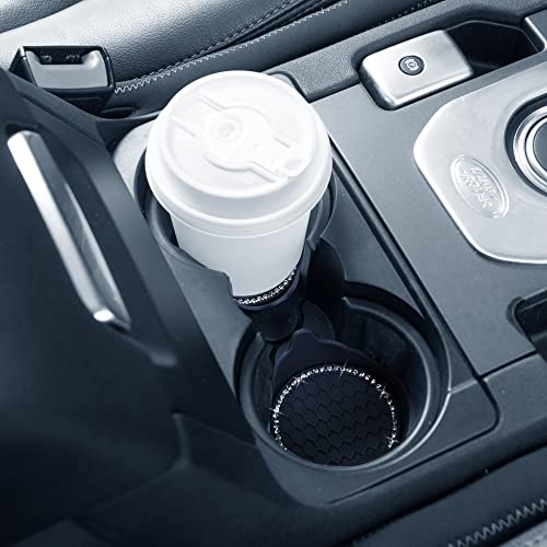 Amooca Car Cup Coaster Universal Non-Slip Cup Holders Bling Crystal Rhinestone Car Interior Accessories 2 Pack Black - Image 3