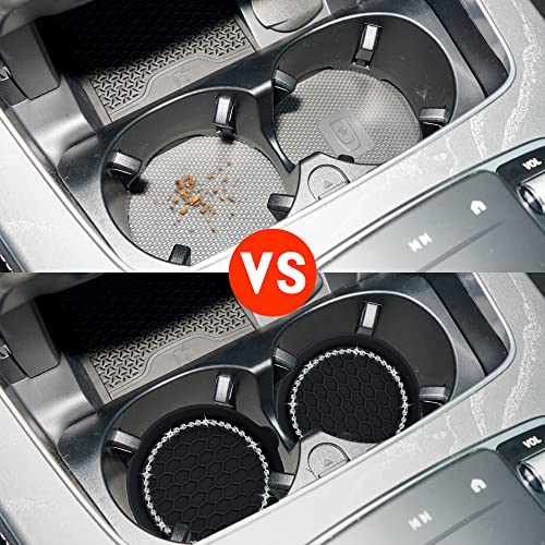 Amooca Car Cup Coaster Universal Non-Slip Cup Holders Bling Crystal Rhinestone Car Interior Accessories 2 Pack Black - Image 4