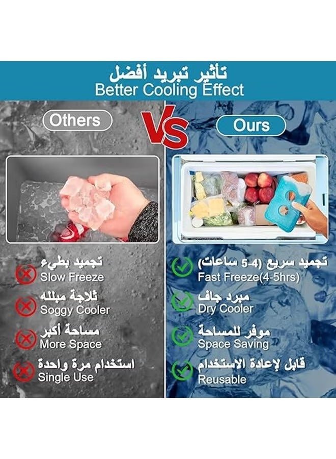 ح واحة 6 قطع كيس ثلج رفيع، مبرد سريع التجميد قابل لإعادة الاستخدام، طويل الصلاحية، خفيف الوزن، لصندوق الغداء والنزهات والتخييم، للحفاظ على الطعام بارداً وطازجاً - Image 5