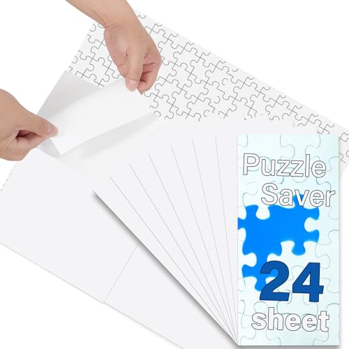 KOSTBAR Puzzle Glue Sheets for 1000Pieces 24 PCS Puzzles Saver Sheets Easy Peel and Stick Jigsaw Sticker Sheets NoClean Puzzle Glue Stickers Gifts for Puzzles Lovers - Image 1
