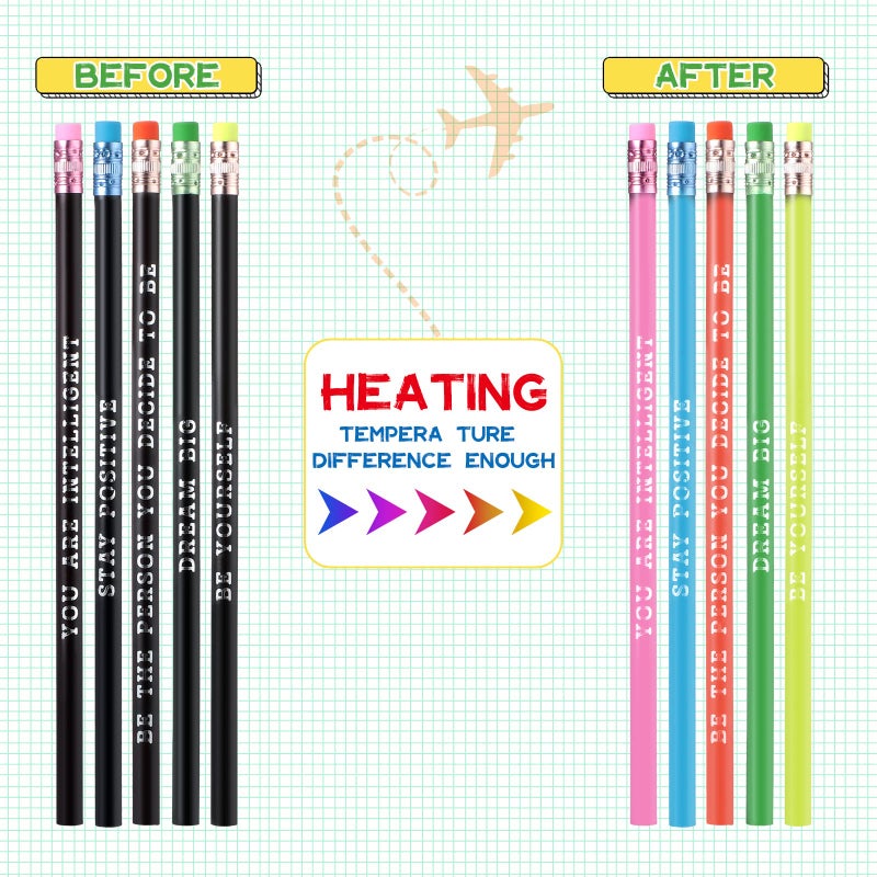 Epakh 100 Pcs Inspirational Pencils Color Changing Pencils Bulk with Eraser HB Wooden Pens Gift for Kids Back to School Gift for Classroom, Student Reward(Black,Classic Style) - Image 5
