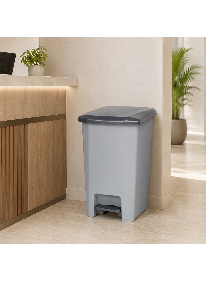 Planet Pedal Trash Bin Grey Heavy-Duty Plastic Soft-Close Lid Foot Pedal for Kitchen Office Shop 41 × 35 × 63 cm (60 Liters) - Image 2