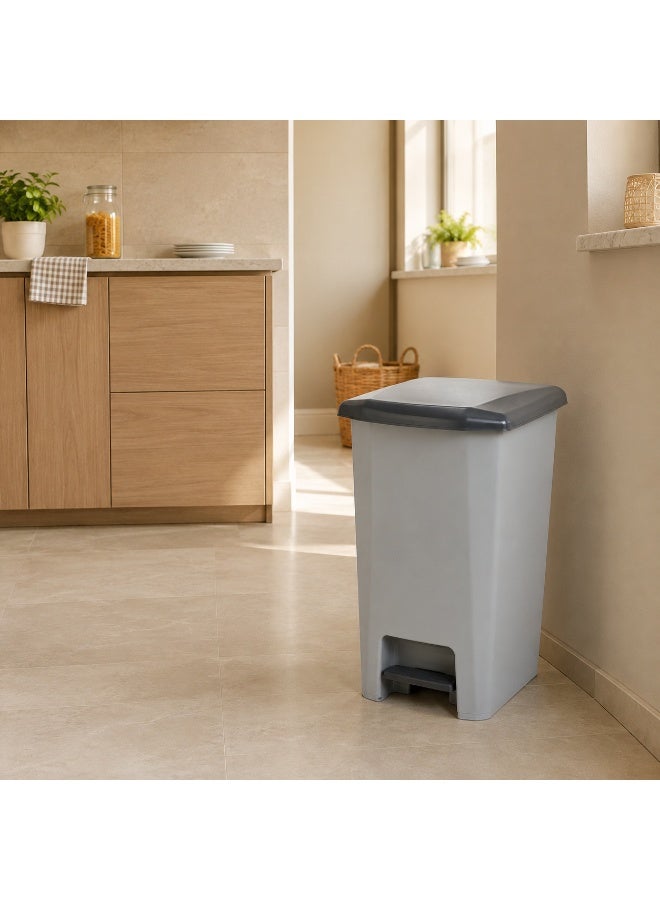 Planet Pedal Trash Bin Grey Heavy-Duty Plastic Soft-Close Lid Foot Pedal for Kitchen Office Shop 41 × 35 × 63 cm (60 Liters) - Image 3