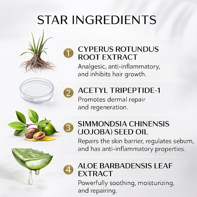 Tynior Nest Cyperus Rotundus Oil for Men & Women, 60ml Natural Hair Removal and Soothing Moisturizer, Reduces Body Hair Growth, Hair Removal Oil Ideal for All Skin Types 2.03 Fl Oz - Image 2