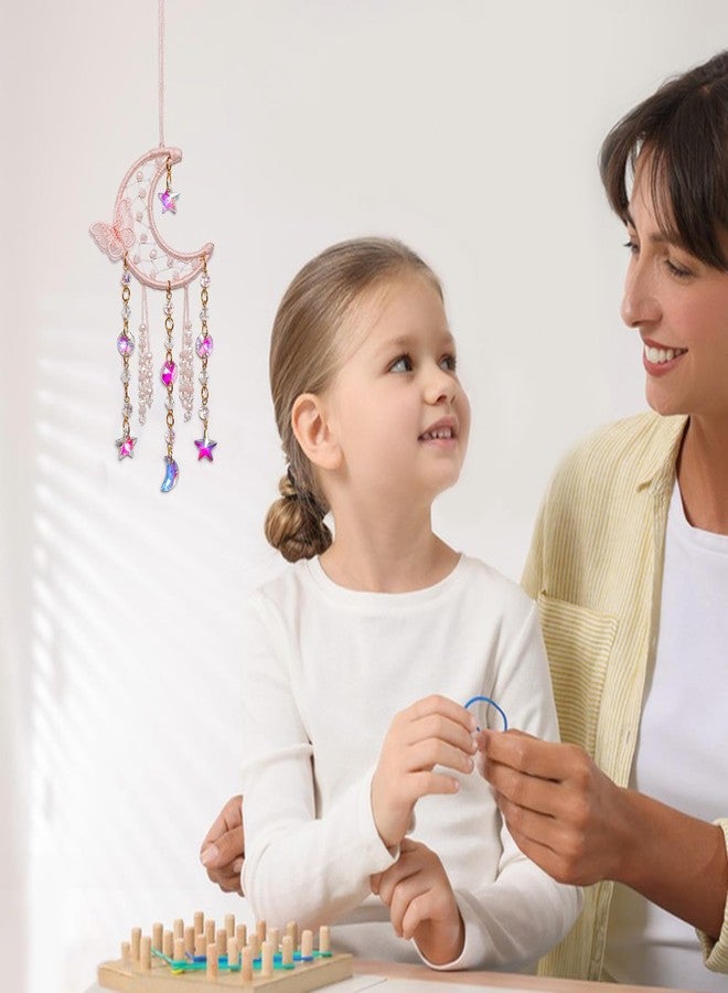 Artilady Dream Catcher for Girls - Pink Butterfly Small Moon Dream Catchers with Crystals Cute Room Decor for Teen Girls Boys Boho Bedroom Wall Home Decorations Birthday Christmas Kids Gifts - Image 3