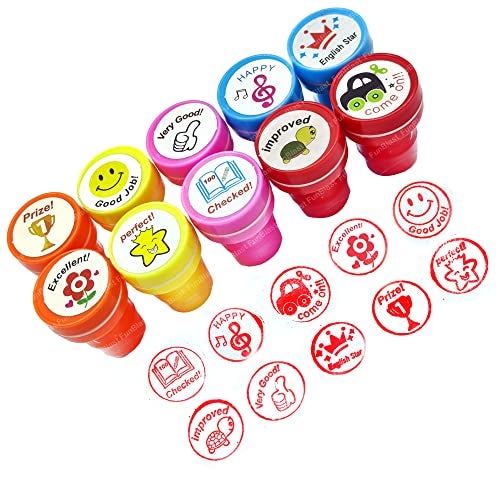 FunBlast 10 Pcs Motivation Stamps for Kids - Plastic Stamps Toys Art & Craft for School Supplies Toys for Kids/Boys/Girls- Multicolor - Image 1