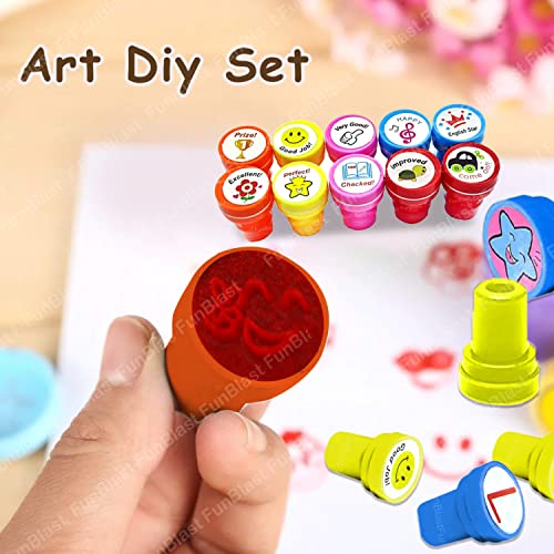 FunBlast 10 Pcs Motivation Stamps for Kids - Plastic Stamps Toys Art & Craft for School Supplies Toys for Kids/Boys/Girls- Multicolor - Image 5