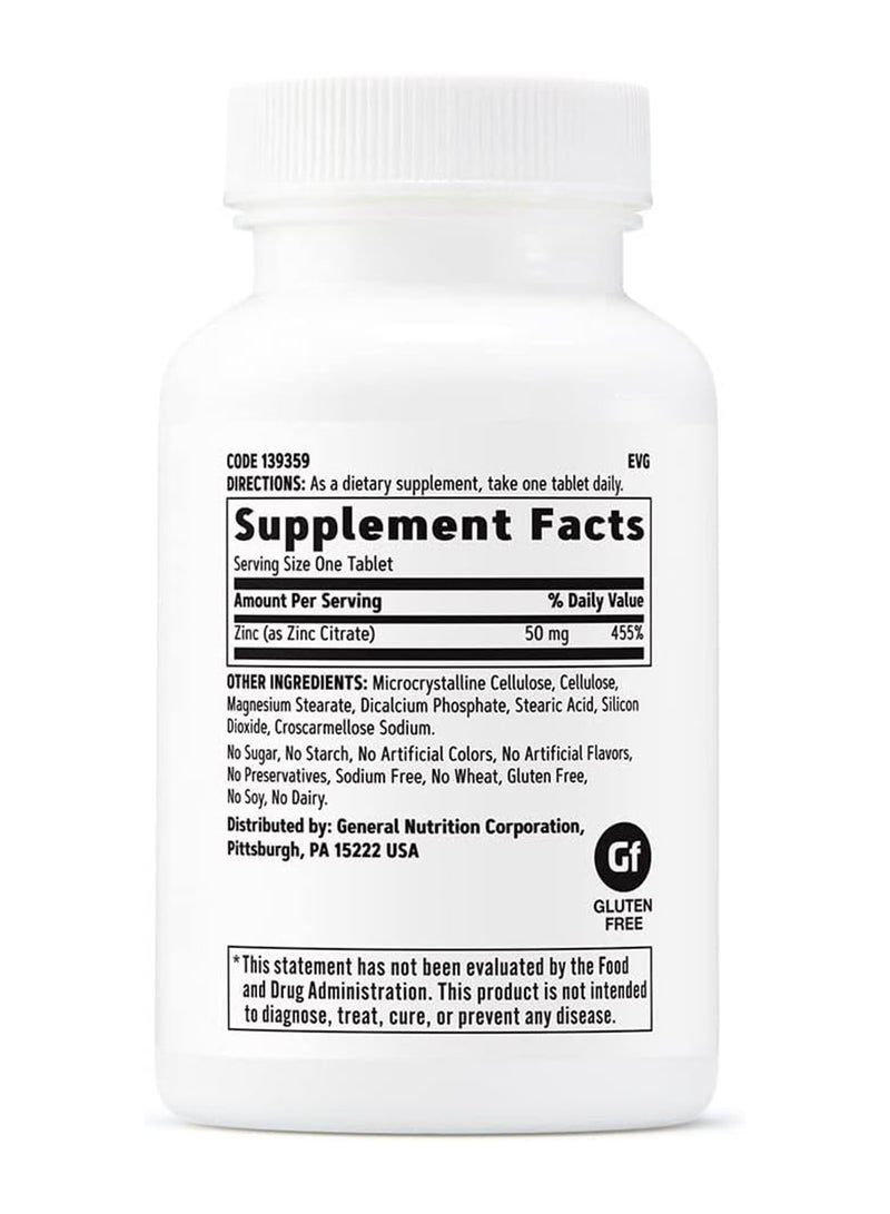 GNC أقراص الزنك 50 ملغ 90 قرص - Image 2