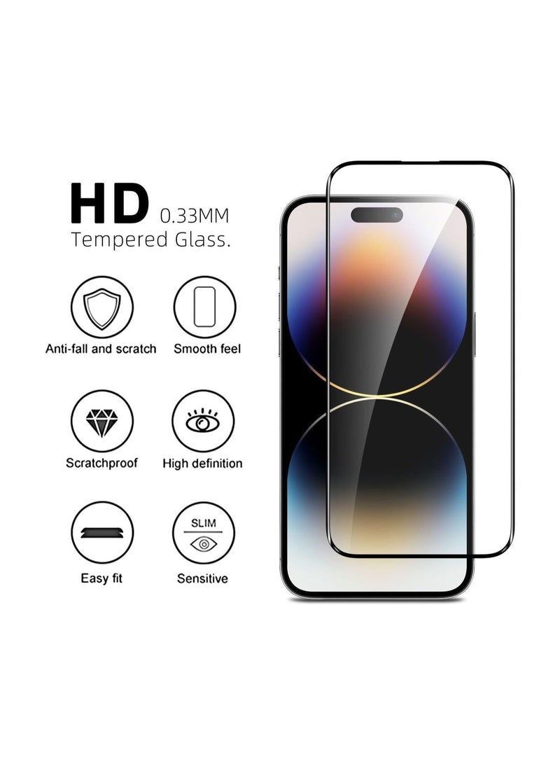 SHOPI Iphone 15 Pro Screen Protector Tempered Glass,3D Curved Edge High Definition Anti Scratch 9H Hardness Bubble-Free Case Friendly Full Glue Screen Protector for Iphone 15 Pro 5G 2023 (5D Glass Black) - Image 4