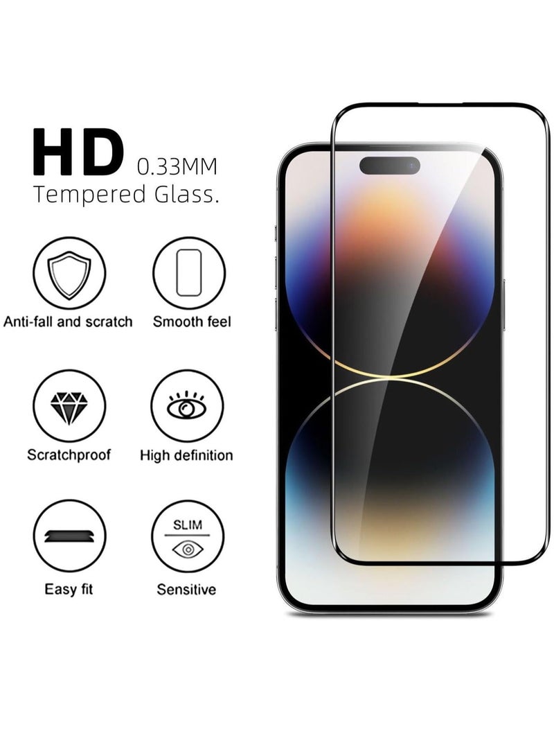 SHOPI Iphone 15 Pro Screen Protector Tempered Glass,3D Curved Edge High Definition Anti Scratch 9H Hardness Bubble-Free Case Friendly Full Glue Screen Protector for Iphone 15 Pro 5G 2023 (5D Glass Black) - Image 2
