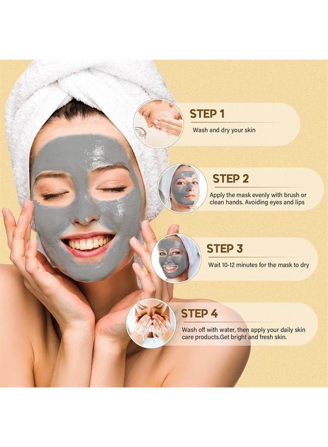 YLNALO Turmeric Vitamin C Clay Mask, Dead Sea Mud Mask, and Himalayan Clay Mask, Facial Skin Care Set for Deep Pore Cleansing, Reduce Blackheads Acne, Dark Spots, Oil Control, and Radiant Skin - Image 3