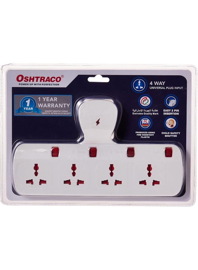 OSHTRACO Multi Plug Extension Socket, 4 Way Electrical Outlet Extender - Image 1