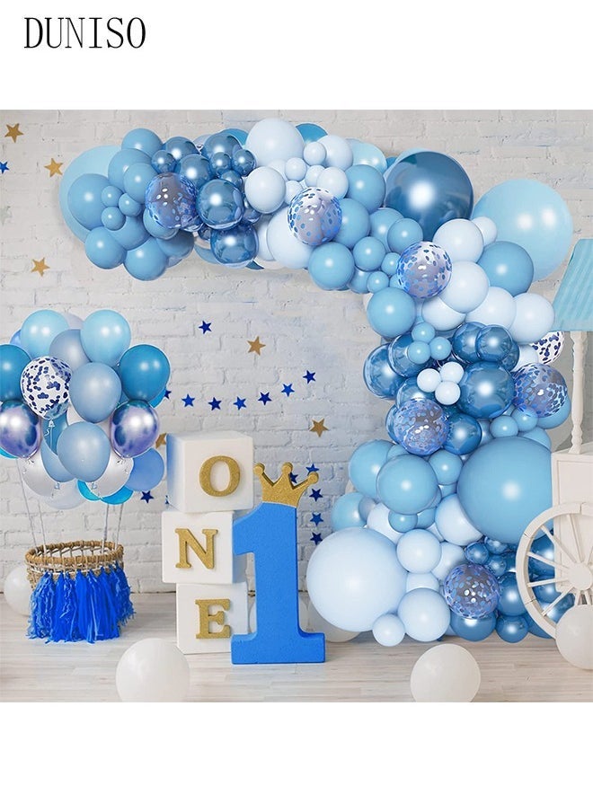 DUNISO Blue Balloons Garland Arch Kit 106 Pcs 5/10/12/18 Inch Blue Latex Balloons Set For Baby Shower Wedding Birthday Party Background Decorations School Opening Ceremony - Image 3