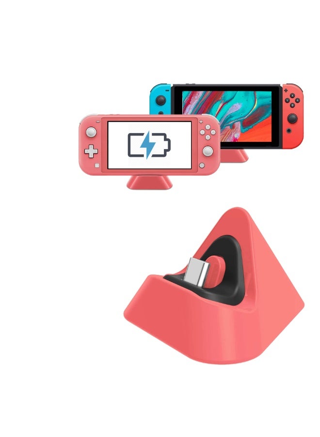 Charging Dock for Nintendo Switch Lite, Charging Stand Station Compatible with Nintendo Switch (Coral) - Image 1