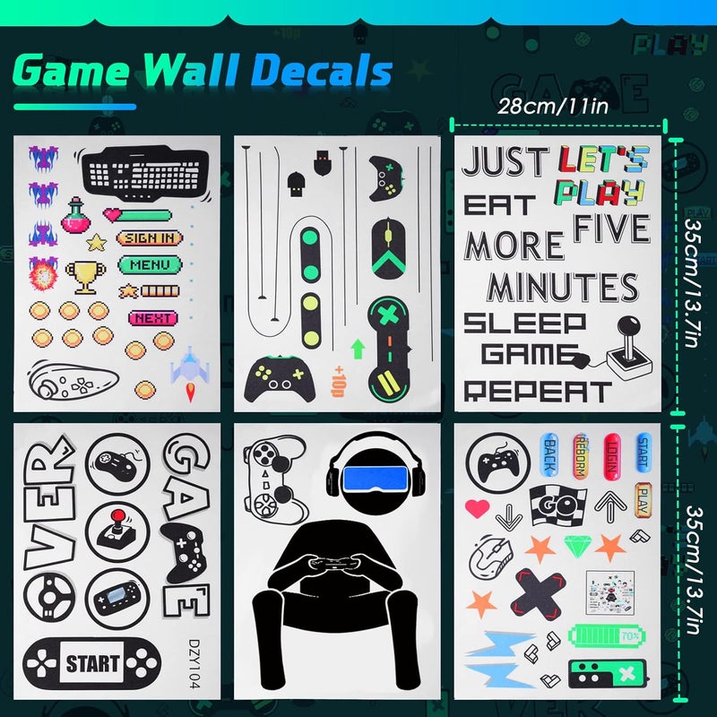 Outus 56 Pieces Gamer Wall Decals Gaming Controller Joystick Decals Removable Video Games Stickers Game Boy Wall Art for Bedroom Playroom Decoration Black White - Image 4