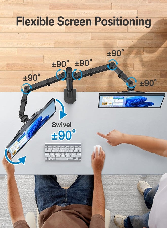 HUANUO Dual Monitor Desk Mount, Heavy-Duty Steel Adjustable Arm for 13-32 Inch Screens, Tilt, Swivel, Rotate, C-Clamp & Grommet Base, Holds up to 17.6 lbs per Arm, VESA 75/100mm - Image 5