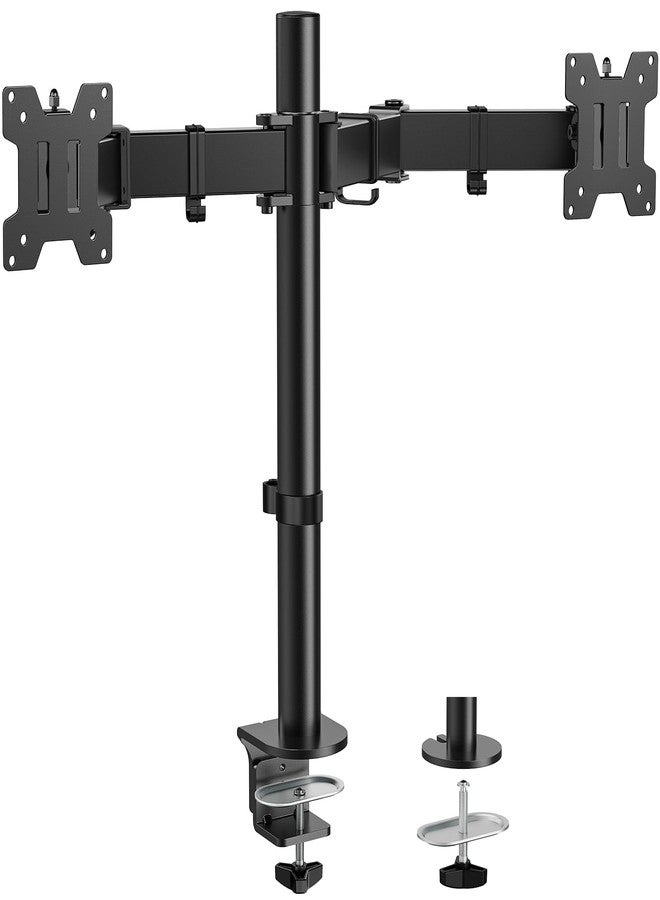 HUANUO Dual Monitor Desk Mount, Heavy-Duty Steel Adjustable Arm for 13-32 Inch Screens, Tilt, Swivel, Rotate, C-Clamp & Grommet Base, Holds up to 17.6 lbs per Arm, VESA 75/100mm - Image 1