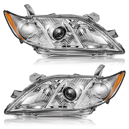 ADCARLIGHTS Headlights for 2007 2008 2009 Toyota Camry Headlight Assembly US Version Replacement Driver Passenger Side Chrome Housing Clear Lens - Image 1